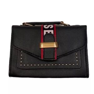 Trendy black crossbody fashion handbag purse